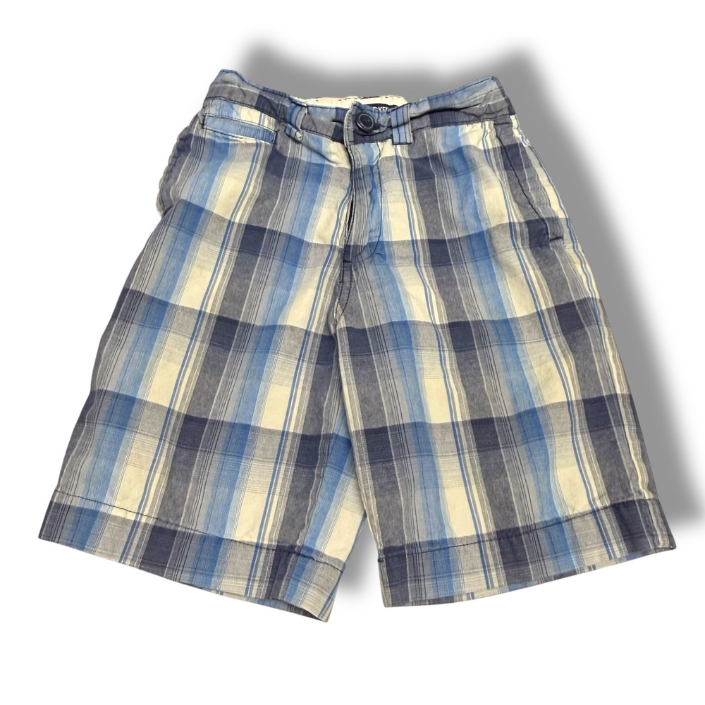 Cherokee Boys Blue Plaid Cotton Adjustable Waist Casual Chino Shorts Size 7